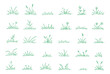 © ISHWARAN - Grass doodle sketch style set. Hand drawn grass field outline scribble background. Sprout, flower, clover elements.
