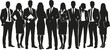 © MDRabbi - Group of diverse business people silhouettes standing together as a confident corporate team isolated on white background