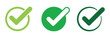 © Vector By Thakur - Green Checkmarks: A trio of green checkmarks, each signifying approval and completion, presented in different shades and styles for versatile application.