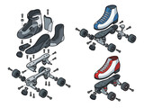 Colorful sneakers with wheels for active lifestyle.