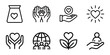 © Suhel_ICON_Design - Charity and caring human values line icon set with community donation kindness volunteer nonprofit philanthropy