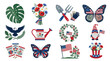 © Tarmun - Patriotic garden decorations on display with flags and flowers.