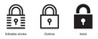© Mojnur - Lock icon variations editable stroke outline and solid padlock security symbol digital concept.