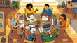 © Astreabutut - Diverse group of people collaborating around a large wooden table in a bright modern office space.