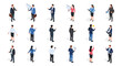 © Humayon - Collection of isometric business people in professional attire shown from various angles and performing different office tasks.
