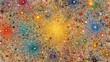 © roma - Colorful Abstract Network of Connected Dots and Lines with Bright Central Focus