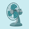 © Quinn - Vector illustration of a vintage blue electric desk fan