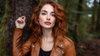 © Longo - Portrait of a Woman with Red Hair in a Forest