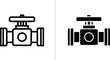 © Mahmud - Ball valve icon set with line and solid fill styles for fluid control