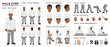 © Ahmed - Chef male character constructor kit vector with kitchen counter scenes, sitting poses, face variants, hand gestures and cooking props for restaurant animation
