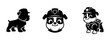 © Lili - Cute puppy with safety helmet icon set. Cartoon dog in hard hat symbols for construction or mascot themes.