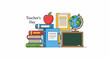 © deda - A colorful illustration of books, apple, globe, and chalkboard for Teacher's Day