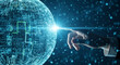 © Mirivox - A hand interacts with a glowing digital sphere, representing data and connectivity, symbolizing innovation, information, and the future of technology