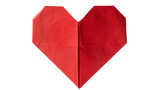 Red origami heart shape made of paper