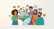 © Depan - A diverse group of people collaborating and adding to a growing brain