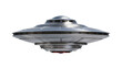 © Hannah - Silver metallic flying saucer with red lights underneath