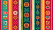 © Aimanmanzoor03 - Seamless folk art pattern with vertical stripes, colorful stylized flowers and leaves, traditional ethnic textile design, decorative floral ornament