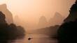 © Thares2020 - An adventurous scenic travel destination shrouded in diffused foggy light evoking a strong sense of wanderlust