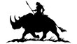 © Tom - Rhino warrior silhouette riding animal with spear design