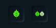© Iryna - Green Leaf icon isolated on black background. Leaves sign. Fresh natural product symbol. Black square button. Vector