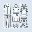 © Rafka - Collection of casual and outdoor clothing and accessories laid out flat