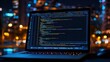 © tito - Night city coder laptop screen code programming