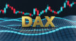 © Speec - Golden DAX text with stock market graph in background representing German stock exchange performance and trading trends.