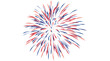 © Romeo - Patriotic red and blue firework burst isolated on white background; festive American USA spark explosion vector illustration icon for 4th of July Independence Day celebrate poster