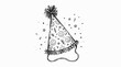 © Annas - Hand-drawn Birthday Party Hat with Smiley Faces and Confetti - Sketch Illustration