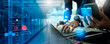 © Zerofukuman - Data infrastructure,workflows,data pipeline development.Data integration.Engineer using laptop computer to design data processing system,workflows in modern digital business systems,data server center