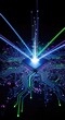 © chaiwat - Glowing streams of light move across a complex digital circuit board, representing information transfer and high-tech connectivity nodes, logic, smart, stream