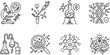 © rofikgraph24 - Modern Science and Biotechnology Research Icon Set - Minimalist Medical Laboratory Line Art, Genetic DNA Engineering, and Chemical Experiment Symbols