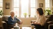 © jtwara - Elderly man having a serious conversation with a woman in a cozy room