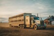 © Olena - Livestock transport truck on a rural farm road in warm morning light
