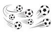 © Nuruzzaman - Several soccer balls flying with motion trails on transparent background active game.