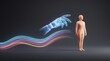© Space Priest - Futuristic digital concept: human and ai interface interaction with light effects