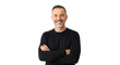 © sujon1638 - Smiling middle aged man with arms crossed wearing black shirt isolated on transparent background