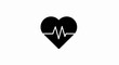 © Dita - Black heart icon with heartbeat line representing medical health and cardiology pulse.