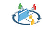 © mainstock - Isometric collaboration diagram with people sharing files in folder