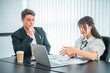 © photobyphotoboy - business women and men discussing project planning and business analysis, financial planning, working on marketing research