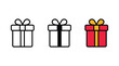 © Asmat - Three flat vector gift box icons with simple black outlines and vibrant colorful fill designs