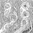 © md shuvo1122 - Detailed black and white fantasy landscape with roots and flowers
