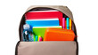 © Otillie - Open backpack filled with school supplies notebooks pencil case water bottle, markers