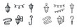 © Евгений Мельничук - Lighting icons with lantern string hook outline