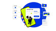 © master1305 - Content hub dashboard on smartphone with publishing calendar and banners. Concept of content marketing, marketing automation, social media planning and brand management
