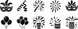 © MstAsmaAkter - Carnival and festival celebration icon set with masks fireworks balloons and drums carnival festival celebration fireworks silhouette illustration masquerade entertainment gathering activity