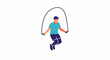 © Bobi - Athletic person jumps rope in dynamic pose, simple flat vector illustration