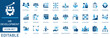 © max_thunberg - HR development icon set. with vector symbols for recruitment, Human Resources, talent training, employee onboarding, career growth, and performance management in a blue flat design.