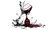 © may - Dramatic Broken Wine Glass Spilling Red Liquid Forming an Expressive Face on Isolated White Background