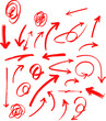 © Sayam - Collection of red hand drawn arrows on white background